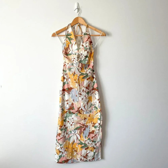 Abercrombie & Fitch Halter Keyhole Midi Dress Floral  Size XXS - Picture 3 of 8